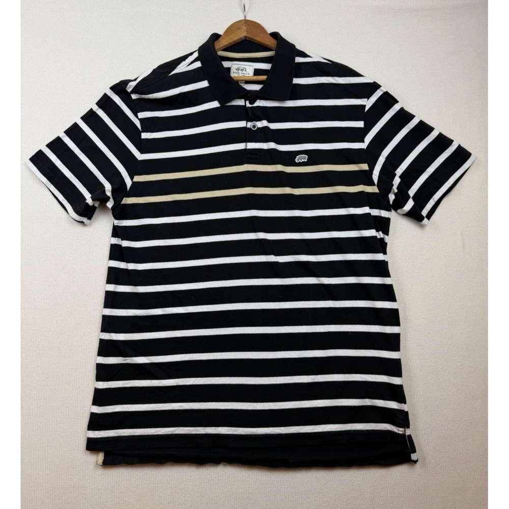 ECKO UNLTD. Striped Men's Polo‎ Shirt Black & White & Tan  XXL Preppy Streetwear